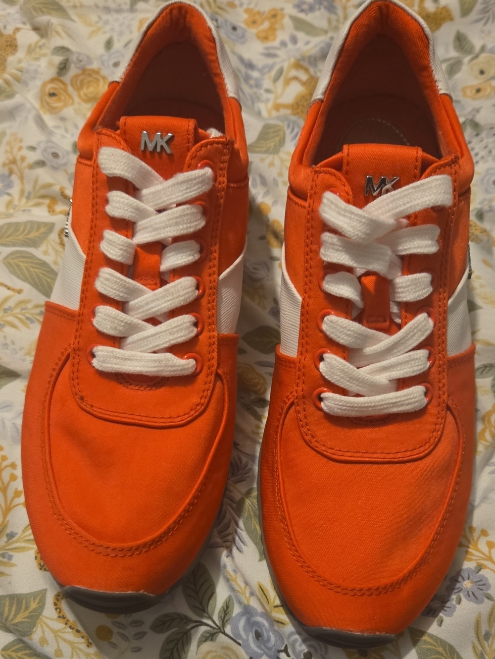 Michael Kors Orange and White Lace-Up Athletic Sneakers